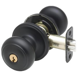 Copper Creek CK2040BC Colonial Door Knob with Key Entry Function 1 Pack Black