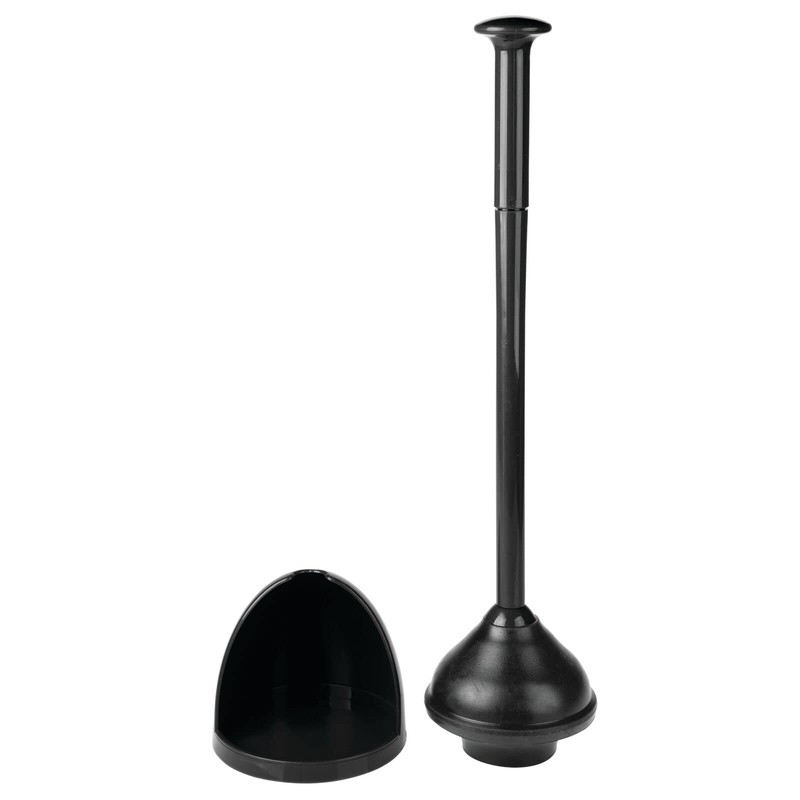mDesign Plastic Freestanding Hideaway Toilet Bowl Plunger with Holder Set