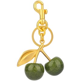 Green Cherry keychain,cute bag charms for purse and handbag accessories, gifts for women (Green Cherry)