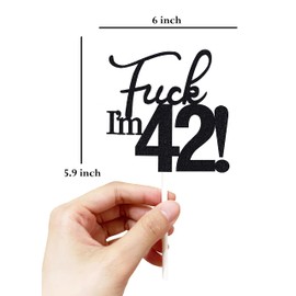 42 decoraciones para tartas, 42 decoraciones para tartas de cumpleaños, purpurina negra, divertida decoración para tartas 42 para hombres, 42 decoraciones para tartas para mujeres, decoraciones de 42 cumpleaños, 42 cumpleaños