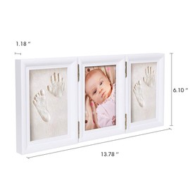 BabyIn Deluxe Casting Keepsake Kit für Baby Handprint oder Footprint mit Qualität Holzrahmen(white)
