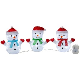Mini Set of 3 LED Snowman Christmas Decorations 20 cm High with 45 Integrated Cool White LEDs Foldable for Indoor and Outdoor Garden Decoration Winter Decoration