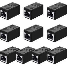 Frienda 10 Pieces RJ45 Coupler, Ethernet Extension Adapter Network Connector for Cat7/Cat6/Cat5e/Cat5 Ethernet Network Cable Coupler Female to Female (Black)