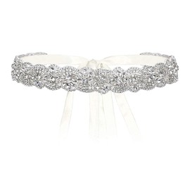 Flyonce Jewelry Rhinestone Crystal Bridal Belt for Brides Bridesmaids Wedding Sash Belt for Women Dress Gown Accessories 98.4"