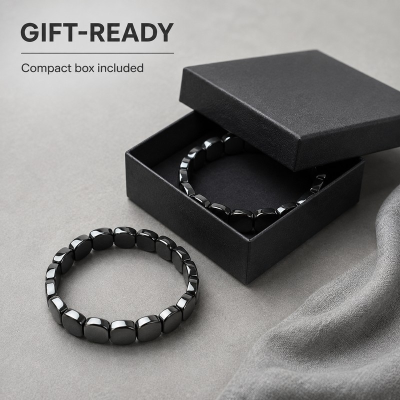 Hematite Bead Bracelet for Everyday Style – Geometric Metallic Stone