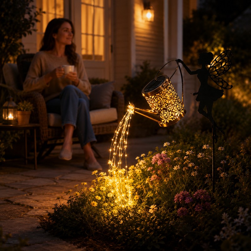 Solar Watering Can Light for Garden Decor – Outdoor Fairy
