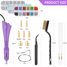 DIY Hotfix Rhinestone Applicator Tool Kit Include Hot-Fix Applicator Wand, Hotfix Applicator Tools, Bedazzler Kit with 3 Boxes Hot Fixbedazzling gems for DIY Clothes Shoes Bag Card