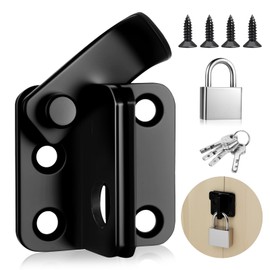 Türriegel Abschließbar, Türschloss Riegelschloss Kleiner Edelstahl Türriegel mit Schloss, 2 in 1 Edelstahl Schlossriegel mit Vorhängeschloss, Links öffnen Türverriegelung für Tor Zaun Fensterriegel