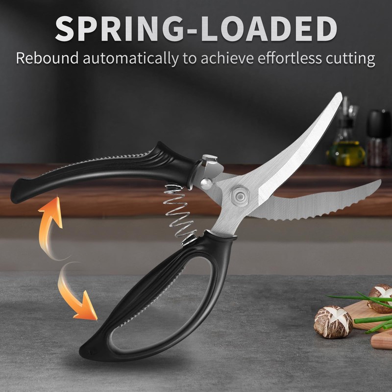 ECO-WILL Heavy Duty Kitchen Poultry Shears with 2 Springs, Non-Slip