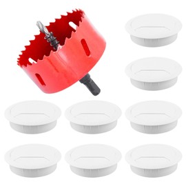 Parthan 8 Pack Desk Cable Hole with Hole Saw, Desk Grommet 60mm for Home and Office Table, Desk Grommet, Easy Install Desk Hole Cover, Cable Hole Cover, Cable Wall Grommet(White)