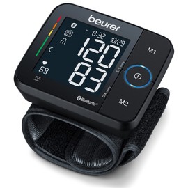 Beurer BC54 Wrist Blood Pressure Monitor with Bluetooth, Irregular Heartbeat Detector, Risk Indicator, Accurate Large Display, and Travel Case, Wrist Cuff up to 120 Memory Sets