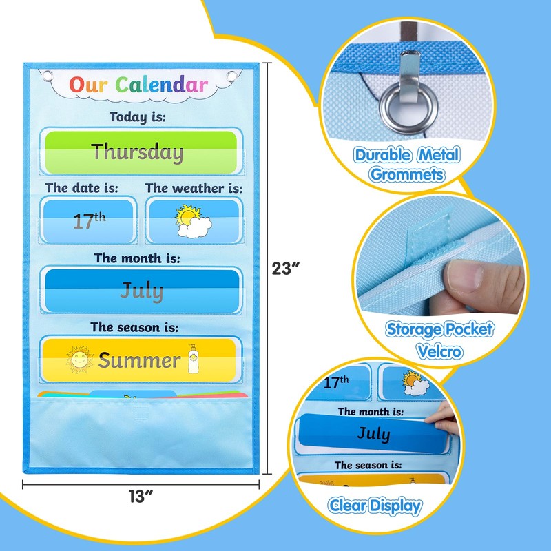 Our Calendar Classroom Calendar with Weather Pocket Chart, Kids Calendar