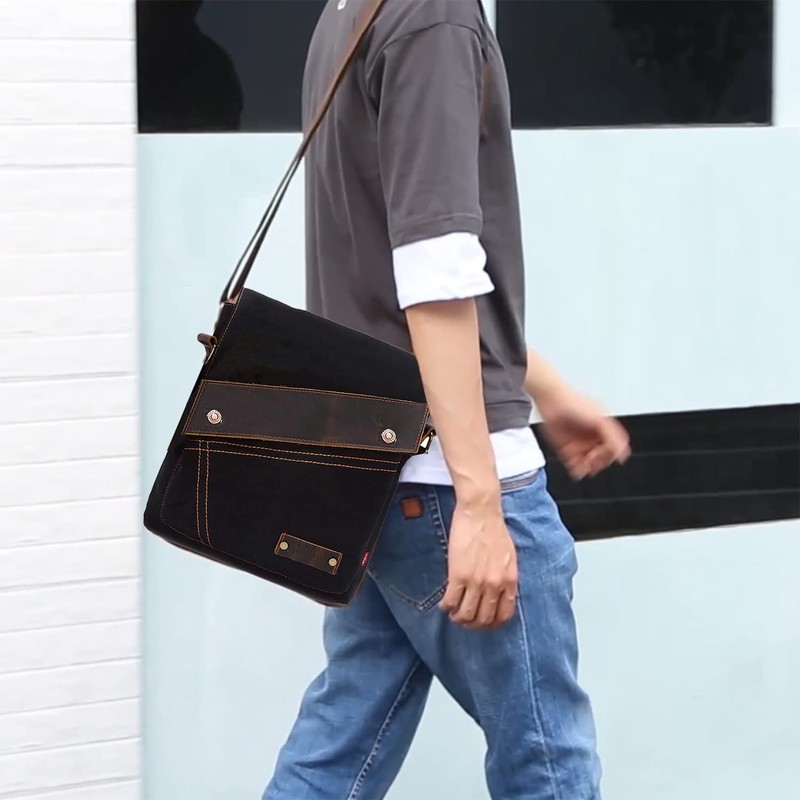 Small Messenger Bag Unisex Vintage Canvas Shoulder Bag Casual Travel