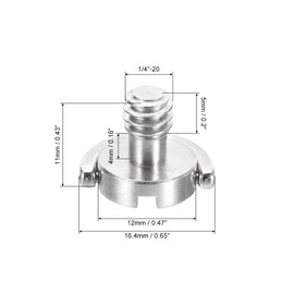 PATIKIL 1/4-20 Thread 13mm Length D-Ring Stainless Steel Camera Fixing Screws, 5 Pack D Shaft Quick Release Plate Screw for Camera Tripod/Monopod, Silver