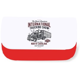 International Trucking Show North Carolina Design [200B] Clutch Style Pencil case - Red
