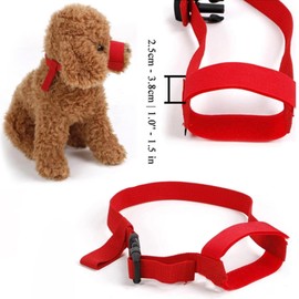 Adjustable Nylon Dog Muzzle for Short Snouts | Soft Muzzle for Small Dog, Anti-Biting & Barking Mouth Cover for Small, Medium, Large Dogs (Size S, Red)