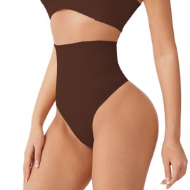 Yekartary Thong Shapewear for Women Tummy Control Underwear Butt Lifter Panties Seamless Body Shaper Coffee