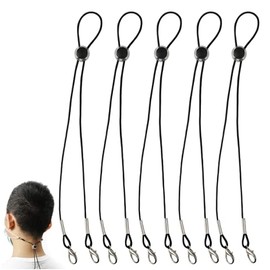 (2020) Anti-lost Mask Band, Neck Mask Strap, Pack of 5, Black, Mask Cord for Ear Pain, Mask Auxiliary for Children, Anti-Slip Mask Hook Belt, Stepless Adjustment, Mask Sports Strap, Meal Compatible, Neck Mask Strap