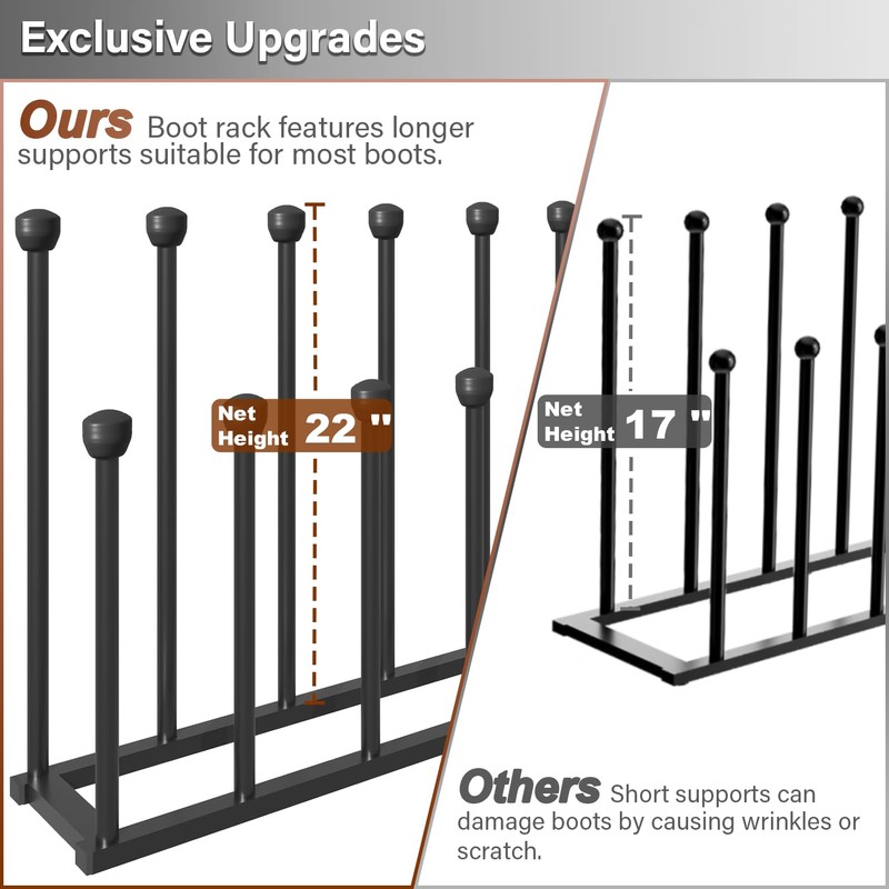 Tigerden 22.5 Inches Free Standing Shoe Racks, Tall Black Metal
