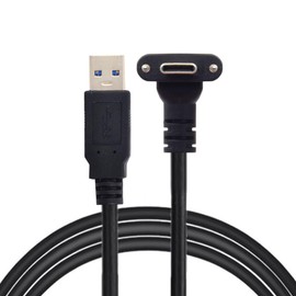 CY 90 Degree Up Down Angled Type Screw Locking USB-C to USB 3.0 Data 5Gbps Cable Type-C for VR Camera Laptop (30cm)