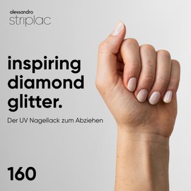 alessandro Striplac UV-Nagellack Inspiring Diamond Glitter - Deckend & Kratzfest bis zu 15 Tage - Leichtes Auftragen - Schonende Abziehtechnologie - Vegan - Silber, 6,5ml
