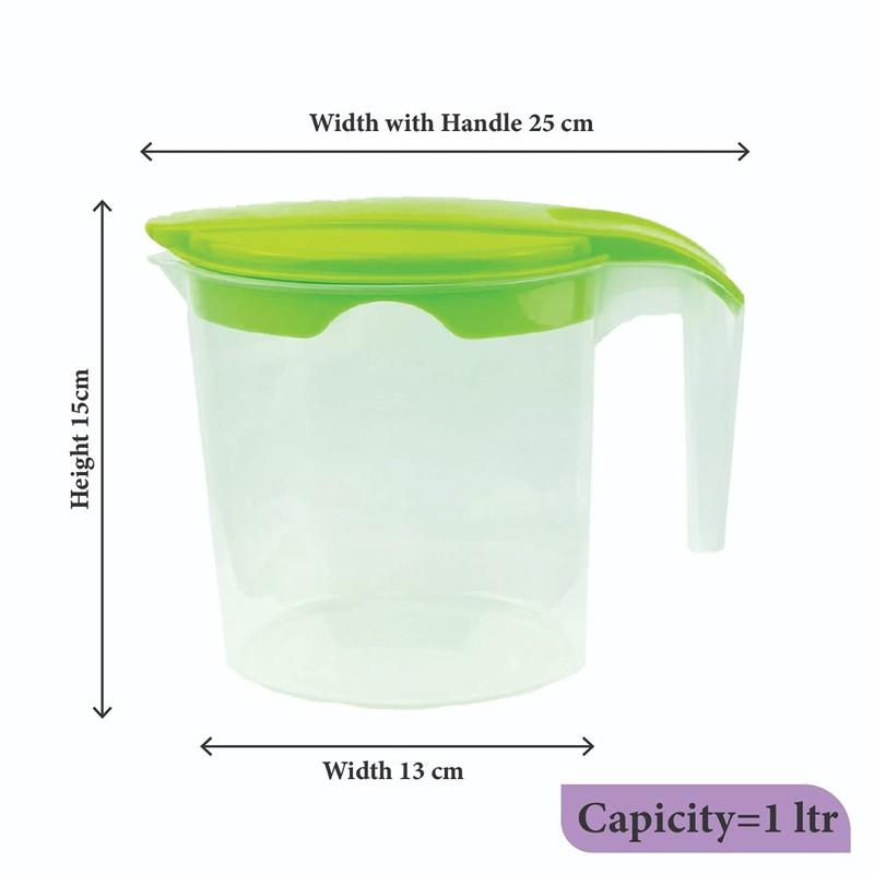 1 Liter Plastic Jug with Lid for Water Fruit Juices