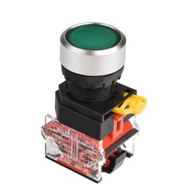 APIELE 22MM Momentary Push Button Switch 1NO 1NC Metal Head (Green)