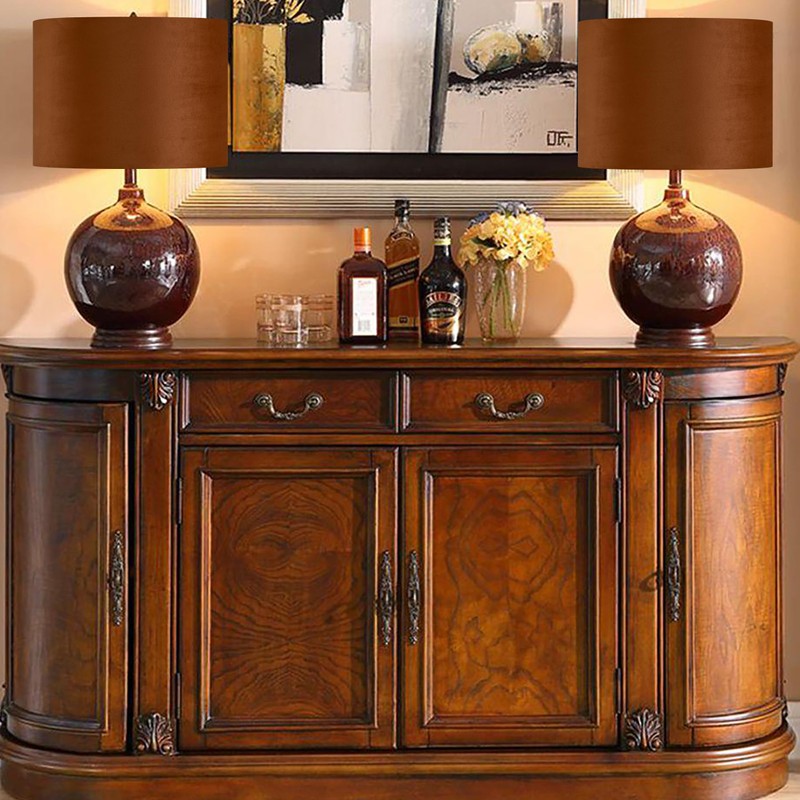 GO&SO 1 PCS Burnt Orange Velvet Drum Lamp Shade,Modern Replacement