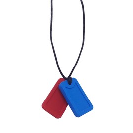Sensory Oojamabobs - Dog tags pendant chew necklace - Autism - Red MIX 'N' MATCH! (Red & blue)