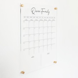 Custom Calendar 2025, Minimalist Calendar, Calendar 2025, Dry Erase Calendar, Acrylic Calendar, Clear Calendar for Wall (Thin Cursive, Black, 18.5"x23")
