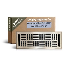 Empire Register Co, Decorative Air Vent Covers - 4x12 inch, Art Nouveau Design, Brushed Nickel Finish, Heavy Duty Walkable Floor Register, Metal Damper Attached