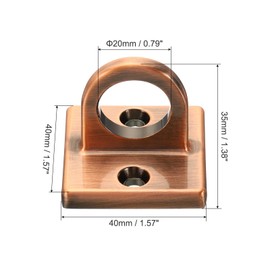 PATIKIL Pad Eye Plate U Hooks, Metal Ceiling Hook Wall Mount Loop with Screws Hardware Ring Hooks for Hanging Ropes in Queue Barrier, Copper