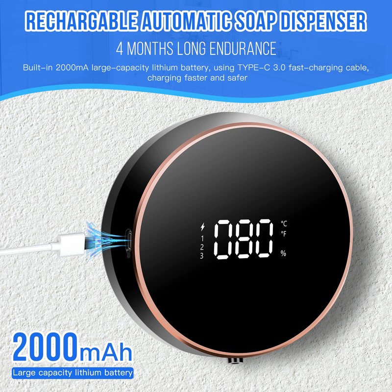 FAYIBUY Automatic Soap Dispenser 3 Levels Adjustable 300 ml Wall