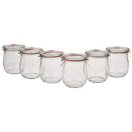 Mini Tulip Jelly Jar with Glass Lids 6 Rings and 12 Clamps, 6 Count (Pack of 1)