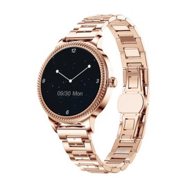 Ladies Smart Watch for Women Heart Rate Calorie Counter Pedometer Luxury Bracelet Casual Message Notification Fitness Watches for Android Phones iOS Phones, goldround, fitness