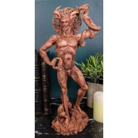 Atlantic Collectibles 9.5"H Celtic God Cernunnos The Horned God Herne The Hunter Figurine (Red Wood)