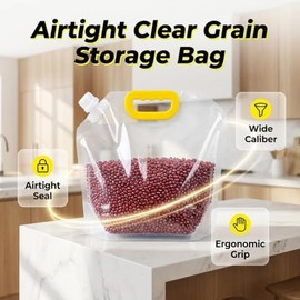 Nuevo Contenedor Reutilizable de Arroz y Cereales 2026,Bolsa Hermética con Gran Capacidad,Asa y Tapa,Mantiene los Alimentos Frescos y Protegidos.1.5L 