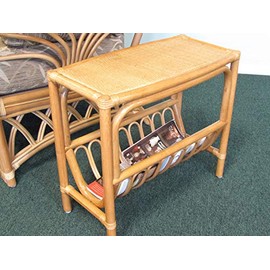 Rattan Magazine End Side Table (Honey Finish)
