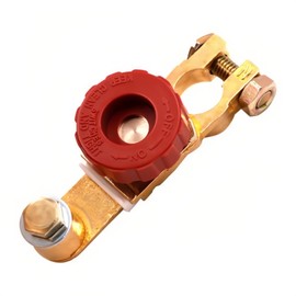 Top Post Battery Disconnect Switch 12V 125A Heavy Duty Brass Marine Car Truck RV Boat Anti-Corrosion Quick Release Knob for Battery Saver 0.59-0.67" Universal Fit Prevents Battery Drain (Red)