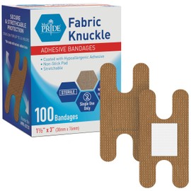 MED PRIDE 100 Sterile Fabric Fingertip, Finger, and Knuckle Bandages – Latex and Rubber Free Hypoallergenic, 1.5in X 3in