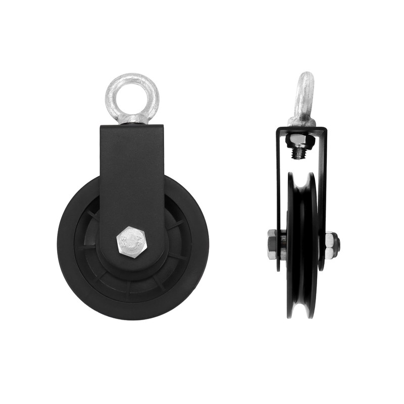 QWORK® 2 x 90 mm pulley with swing strap, carabiner