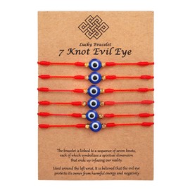 Ymimanchil Evil Eye Bracelets 7 Knot Lucky Protection Bracelets Red Evil Eye Bracelets Pack Mal De Ojo Bracelet for Family (D:blue evil eye bracelets)