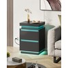 WLIVE Black Nightstand with Charging Station and LED Lights, Bedside