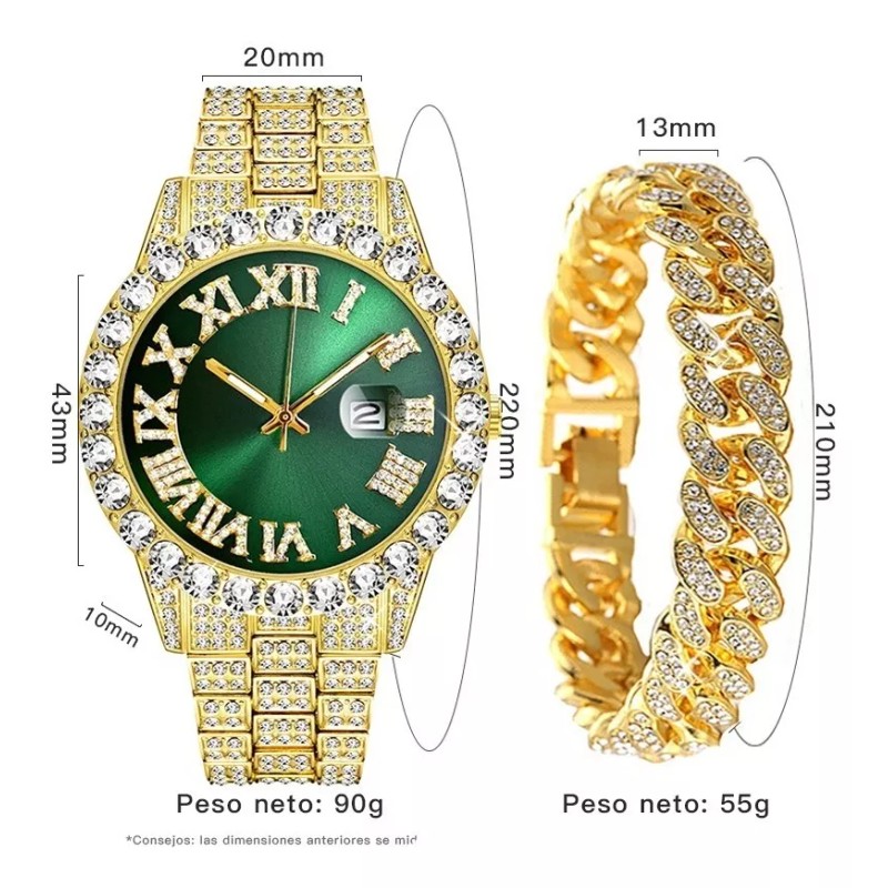 Generic Reloj De Pulsera Unisex Estilo Hip Hop Con Diamantes