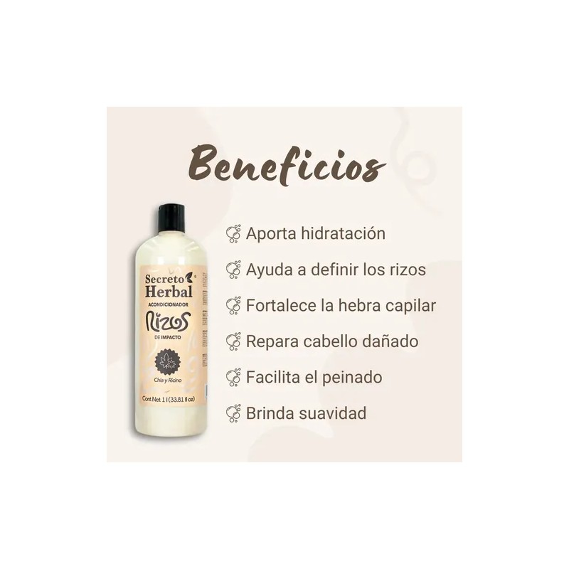Acondicionador Natural Rizos Secreto Herbal Chía Y Ricino 1l