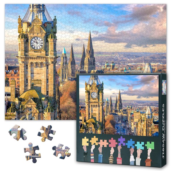 Old Town Edinburgh Puzzles for Adults 1000 Pieces, Edinburgh Castle