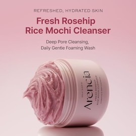 ARENCIA Limpiador Facial de Arroz y Rosa Mosqueta - Exfoliante Suave Hidratante Limpieza Profunda Tipo Mochi para Todo Tipo de Piel 120 g