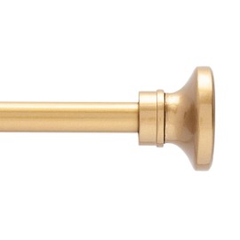 Kenney T71861 Augusta Trumpet Style Cap End Standard Decorative Window Curtain Rod, 36-66" Adjustable Length, Burnished Brass Finish, 5/8" Diameter Steel Tube
