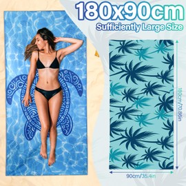 Lociban Beach Towel 180 x 90 cm, Double-Sided Beach Towel, Microfibre Towel, Skin-Friendly, Bath Towel, Beach Towel, Quick-Drying, Beach Blanket, Sand-Free Beach Towels for Beach Swimming
