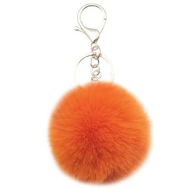 Xsclpomddy Pom Pom Keychain Artificial Soft Rabbit Hair Bag Pendant Ball Keyring for Handbag Car Pendant Decoration, orange